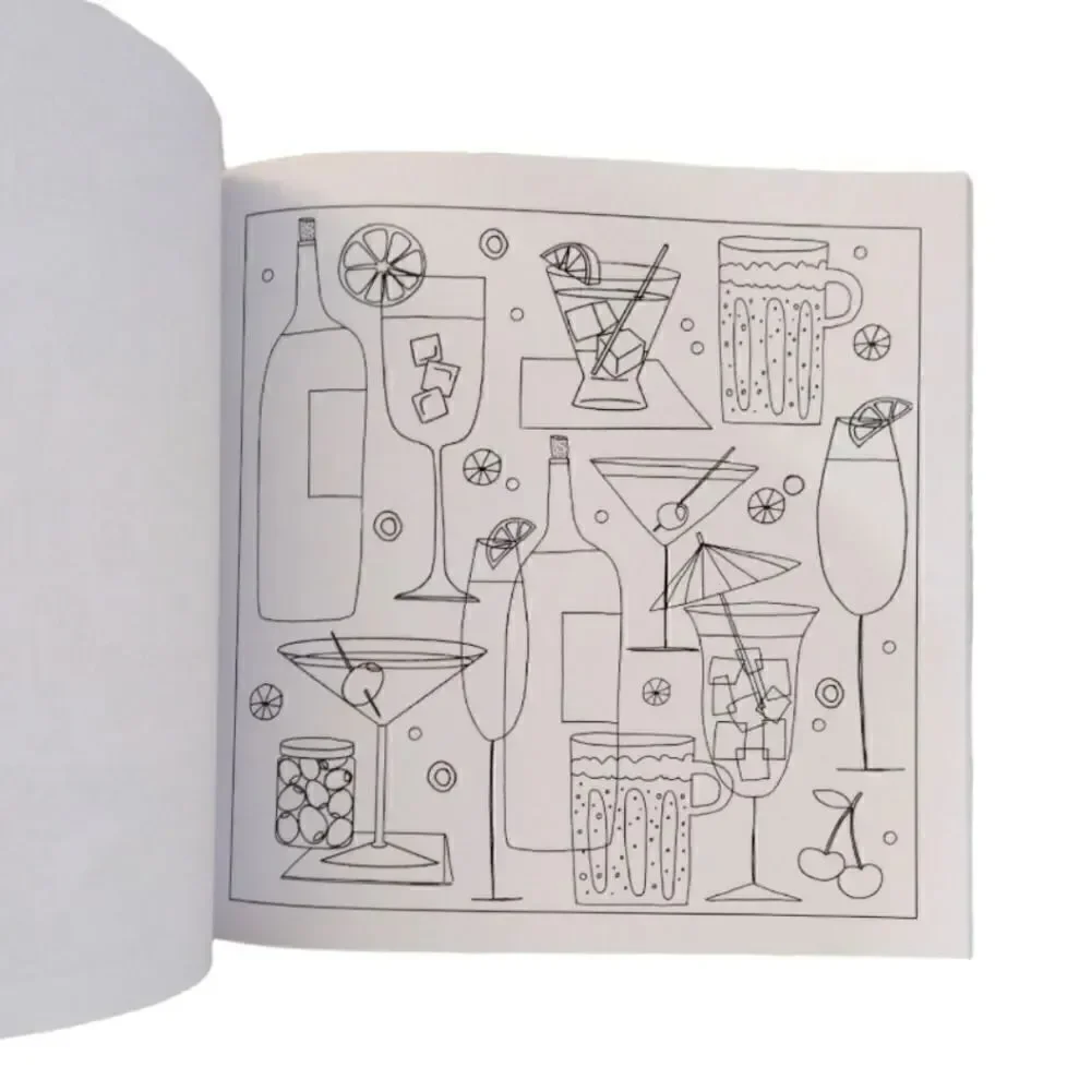Hallmark Adult Coloring & Cocktails Book with Colored Pencils and Erasers Lot